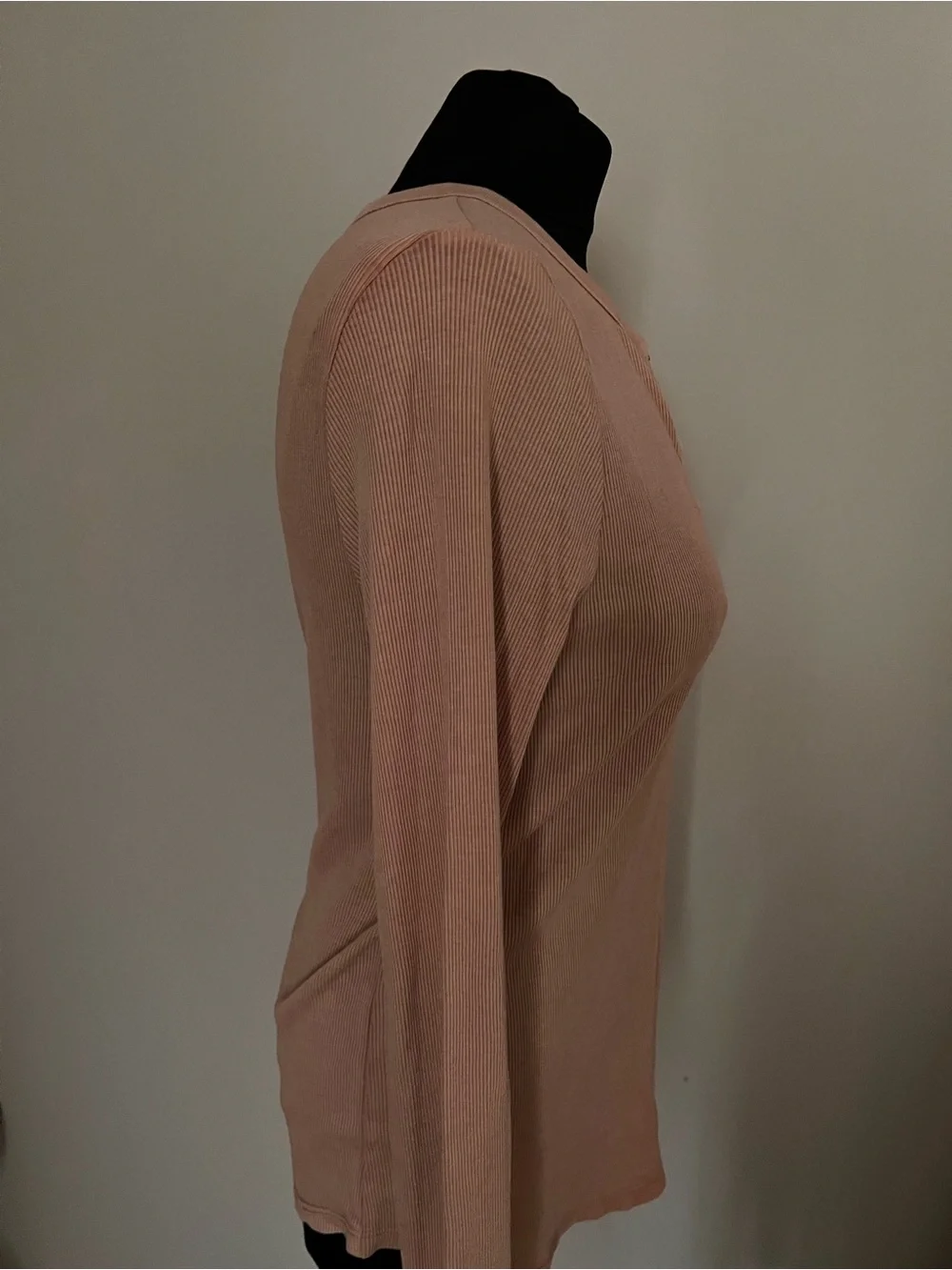 Aerie Long Sleeve Ribbed Henley Top - Taupe